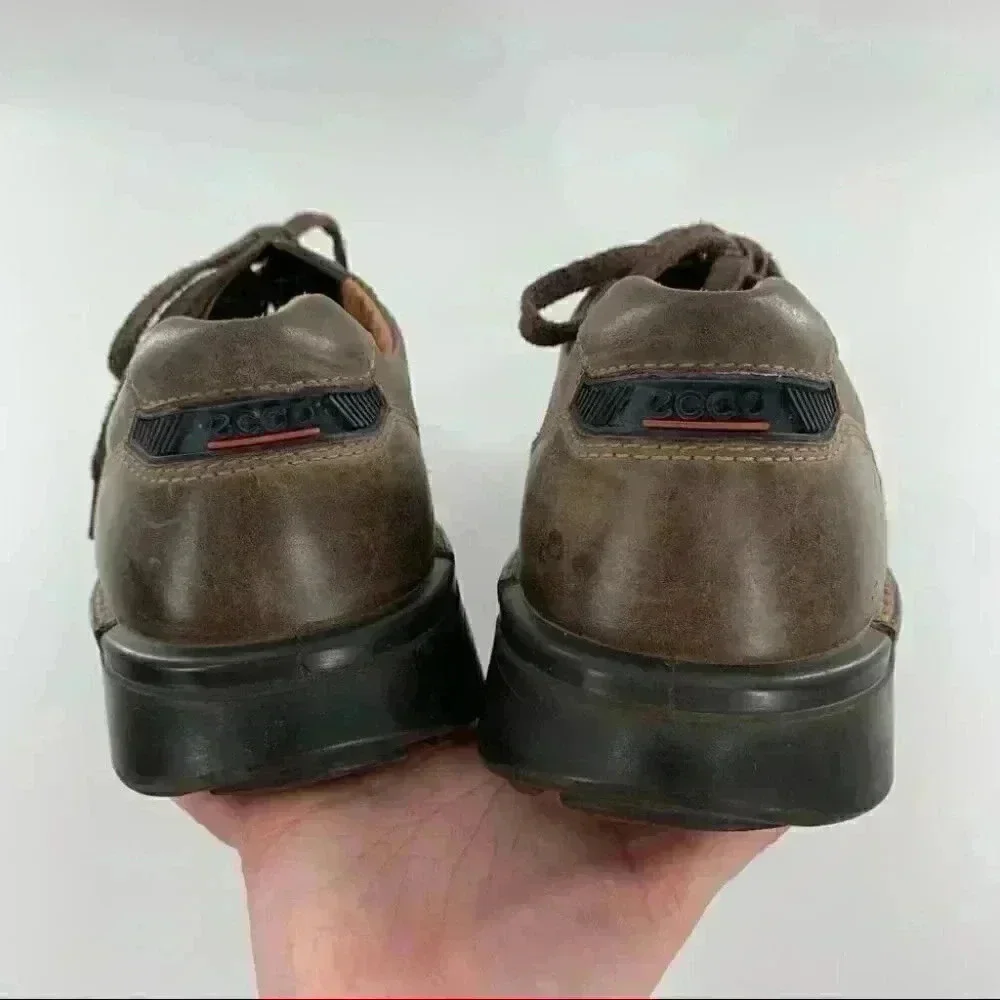 Ecco mens Oxfords size 45 11.5 brown leather lace up comfort orthopedic walking